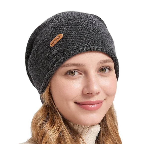 Merino Wool Slouchy Beanie Unisex Winter Hat Warm Skull Cap Minimal Chic main image 4